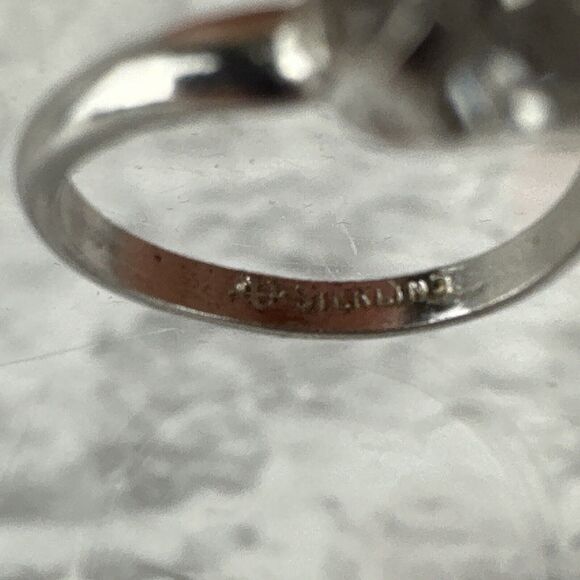 Vintage Sterling Silver Double Solitaire Cubic Zirconia Ring Size 6 - Picture 5 of 6